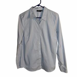 Apt. 9 Essentials Women’s Button-Down Shirt Light Blue & White Pinstripe Size 12